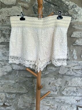 Cream Crochet Lace Shorts - Boho Summer Style